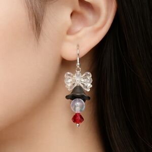How Cute Are These?! Irridesent Bow And Beads Dangle Earrings
